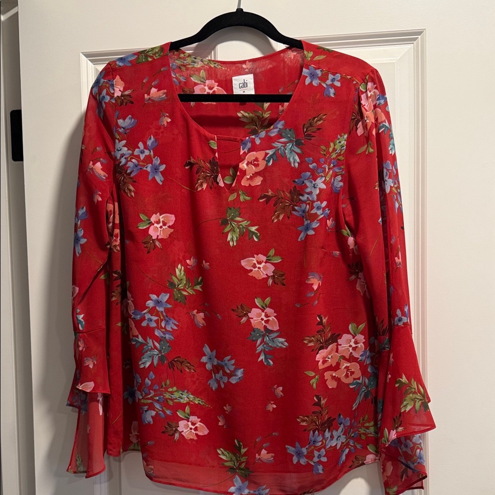 Cals Red and Blue Floral Blouse